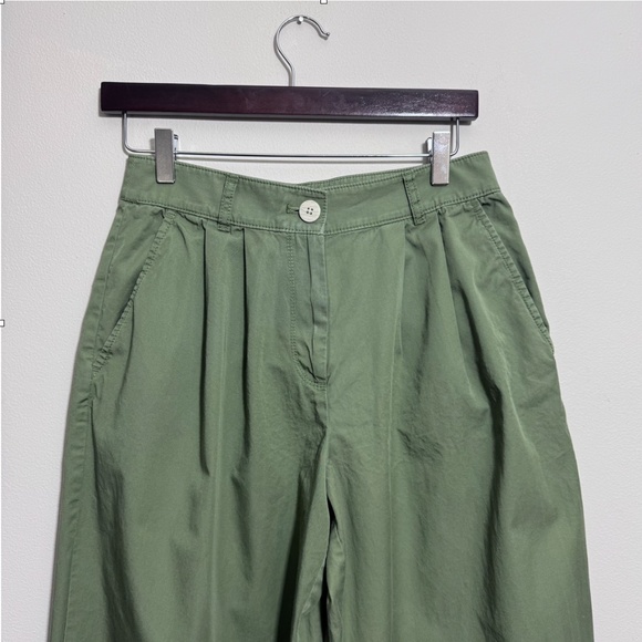 LOFT Wide Leg Pleated Green Pants Size 4P - Picture 3 of 12